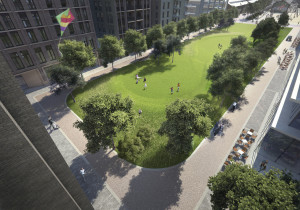 库比特公园（Cubitt Park）是位于场地中心的郁郁葱葱的绿色开放空间，周围环绕着房屋和办公室（GMJ）